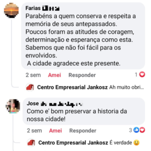 Comentários Redes Sociais Centro Empresarial Jankosz