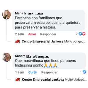 Comentários Redes Sociais Centro Empresarial Jankosz